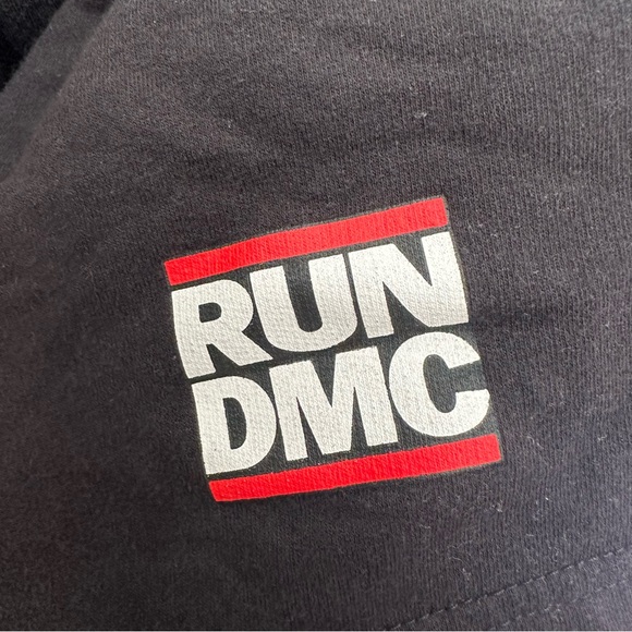 RUN DMC Black Sweat Shorts Terry Cloth Elastic Waist Licensed Womens Small - Picture 4 of 6